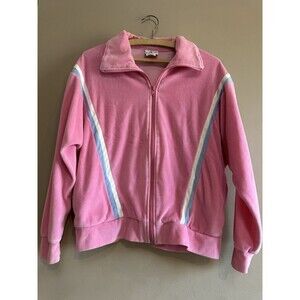 Vintage Stag Sport Velour Jacket Pink‎ Tracksuit Made in USA Size Large 80s 90s